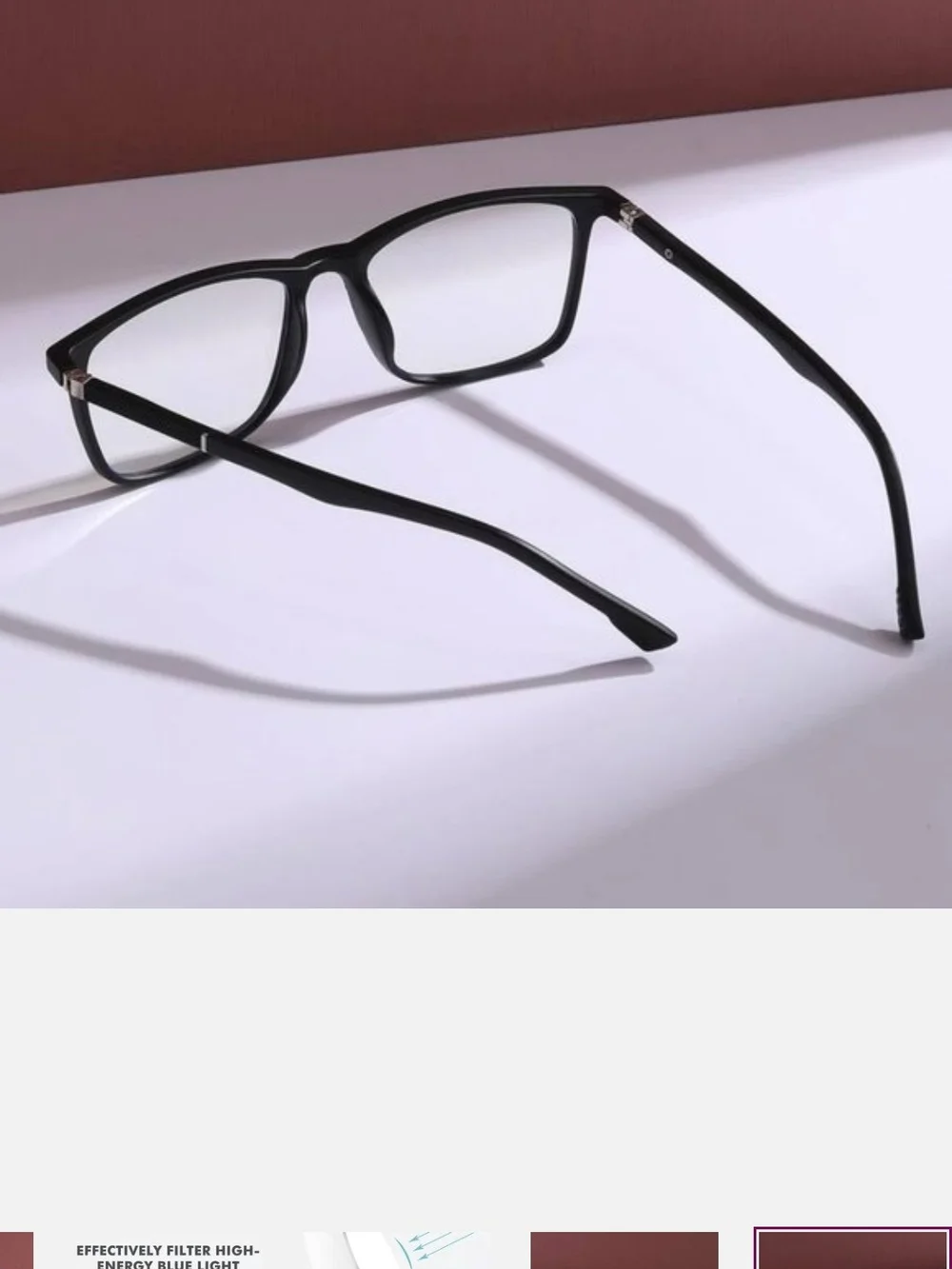 Black Rectangular Blue Light Blocking Glasses